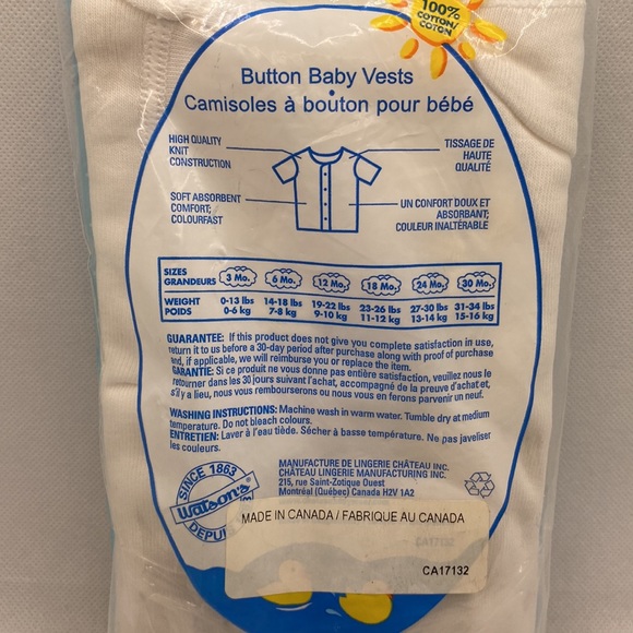 Vintage 2 Baby Watson’s Undershirts Button Vests White 18 Months New in Package - Picture 7 of 11
